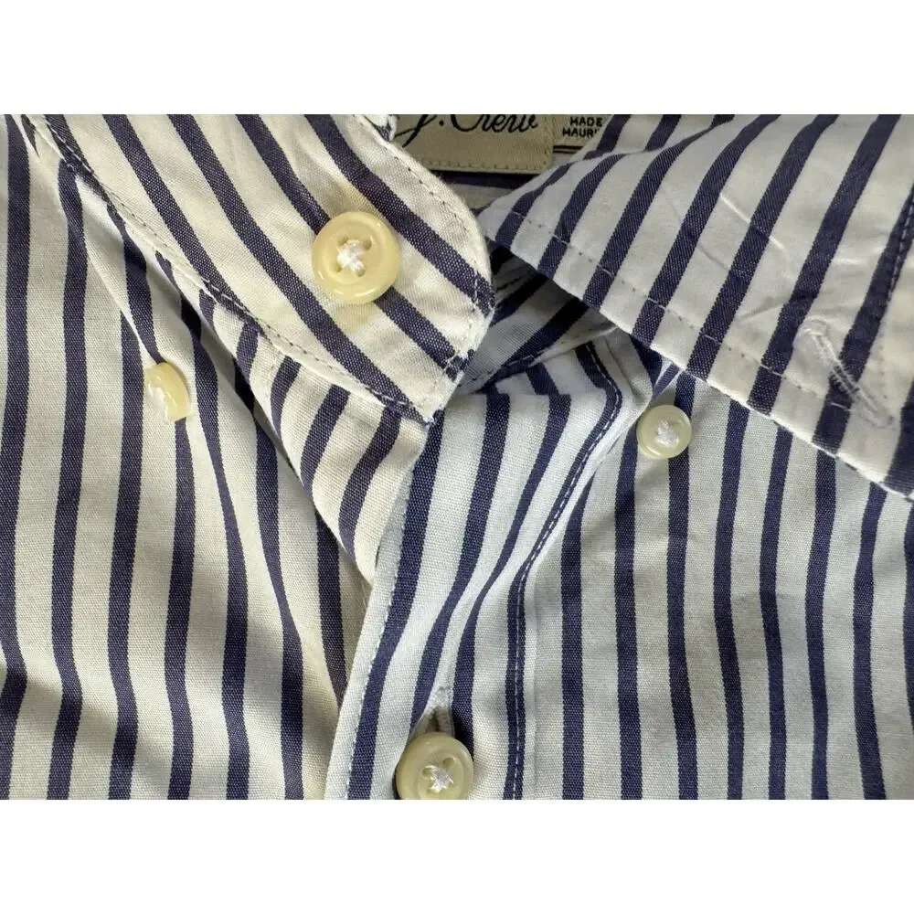 J. Crew Secret Wash Men’s Shirt White Blue Stripe XXL 100’s 2-ply Slim Fit #7188